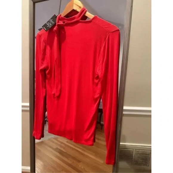 EXPRESS RIBBED‎ Super Soft Lon Sleeve Top Red Size Medium NWT - Picture 4 of 4